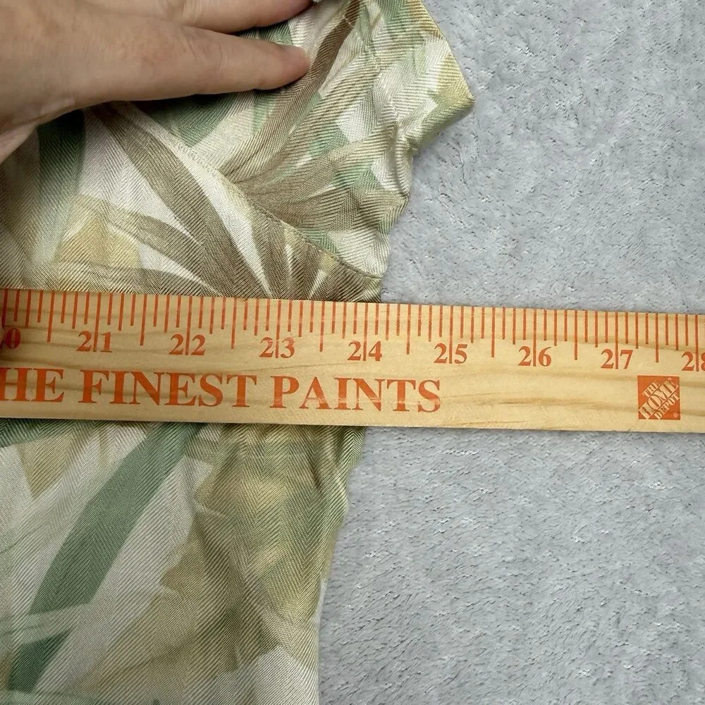 Vtg Silk Blend Hawaiian Camp Shirt Womens XL Neutral Vacation Retro Summer Palm - Picture 7 of 11